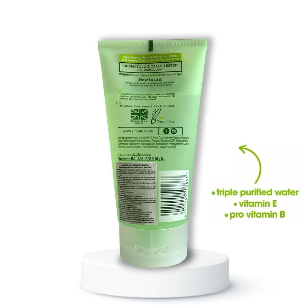 Sữa Rửa Mặt Simple Refreshing Facial Wash 150ml - Skinfa.
