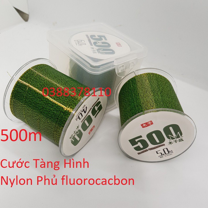 Dây Cước Câu Cá Tàng Hình Nylon Phủ fluorocacbon 500m Cao Cấp