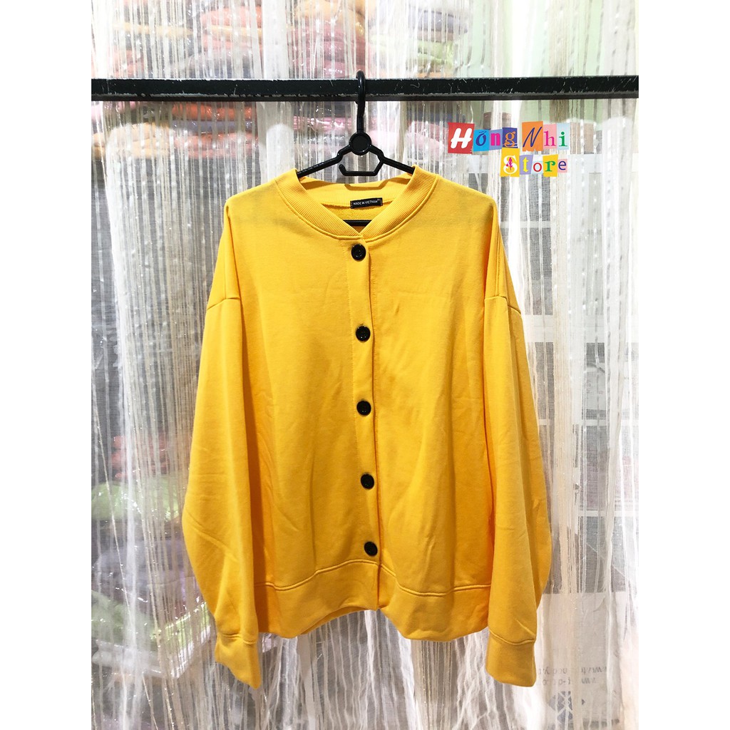Áo Khoác Cardigan Trơn Màu Vàng Basic Oversize Ulzzang Unisex Dáng Rộng - MM | BigBuy360 - bigbuy360.vn