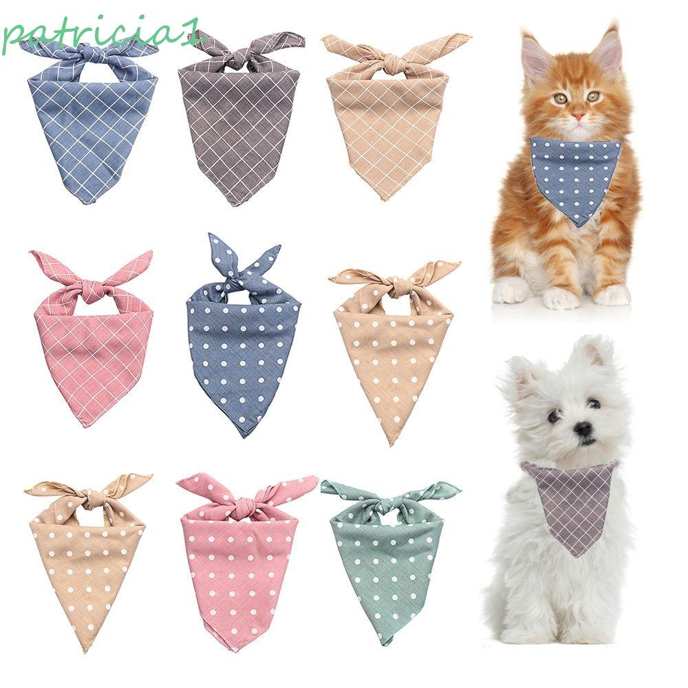Khăn quàng cổ bandana hình tam giác bằng cotton họa tiết chấm bi/ sọc caro làm yếm thoải mái cho chó mèo cỡ lớn/vừa/nhỏ