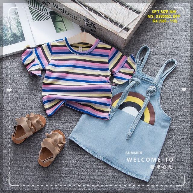 Set  yếm jean