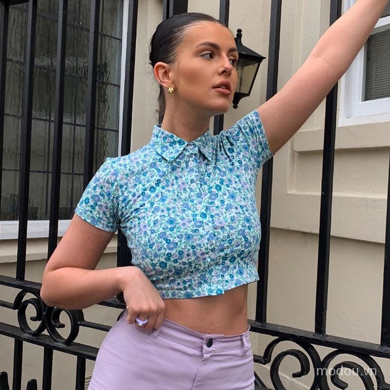 Áo sơ mi in hoa dáng ôm thời trang mùa hè dành cho nữ