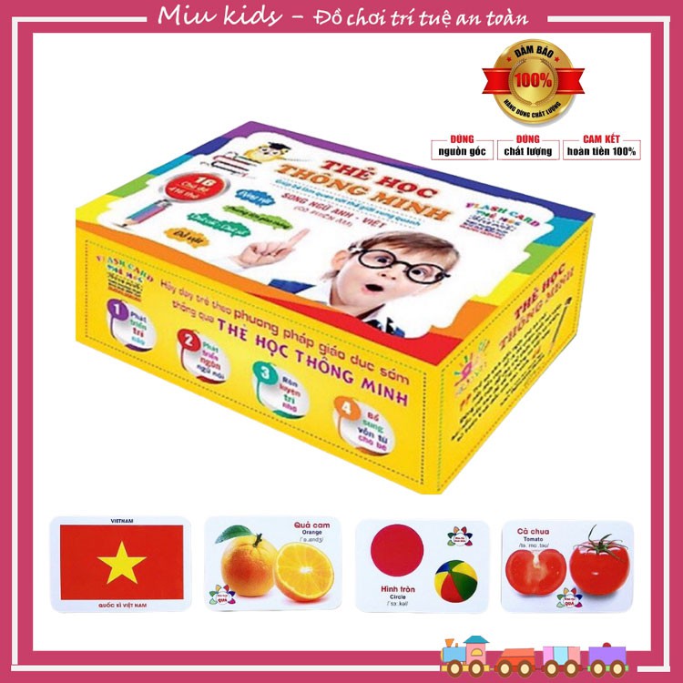 [QUÀ 0đ] Thẻ học thông minh cho bé, flashcard 16 chủ đề 416 thẻ LOẠI CHUẨN Glen Doman