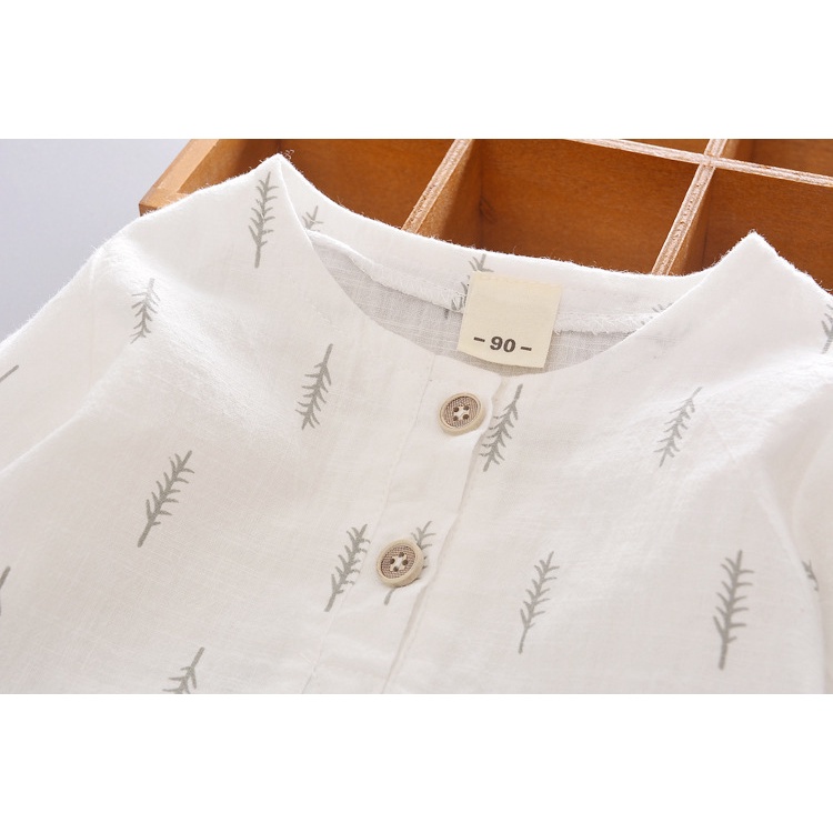 Bộ đồ cộc tay cho bé trai họa tiết lá thông CTF040 - Màu: Trắng