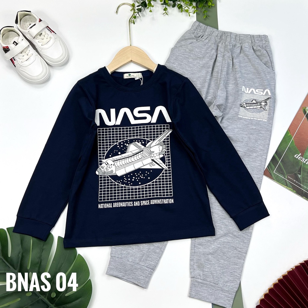 Đồ bộ quần áo thun dài tay NASA mùa thu đông LITIBABY, size đại 10, 12, 14, 16, 18 tuổi