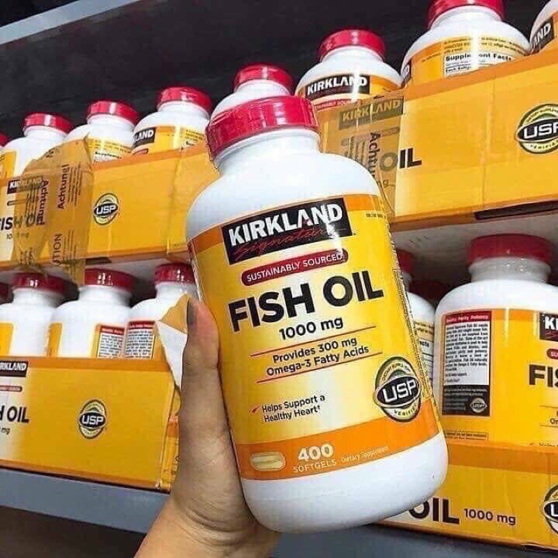 Viên Uống Fish Oil Dầu Cá Kirkland 400 Viên [Mẫu Mới 2020] - Nắp Đỏ Hình thực tế