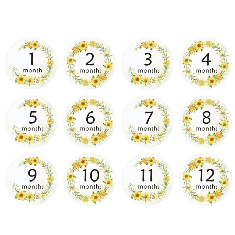 Set 12 Sticker Đánh Dấu Cột Mốc Phát Triển Theo Tháng Cho Bé 1-12 Tháng Tuổi