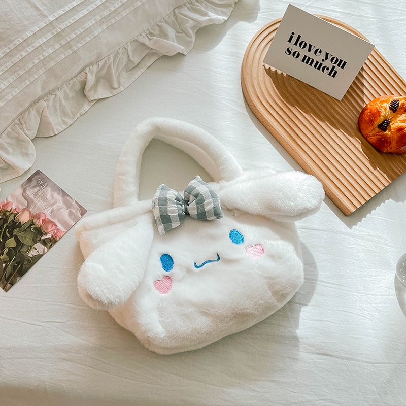 Túi cầm tay hình Cinnamoroll nhồi bông mềm mại đáng yêu