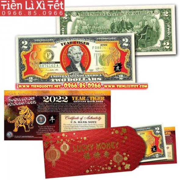 QUÀ TẾT MAY MẮN 2 USD Mạ Vàng Con Hổ Cọp 2022 - Lì Xì Tết [LÌ XÌ LƯU NIỆM TẾT 2022]