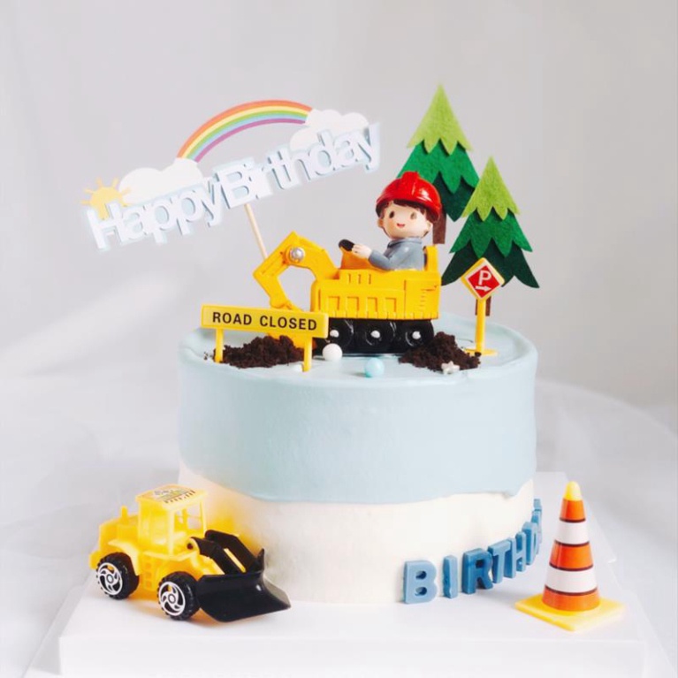 phụ kiện trang trí bánh kem [FREESHIP❤️] em bé lái xe công trình