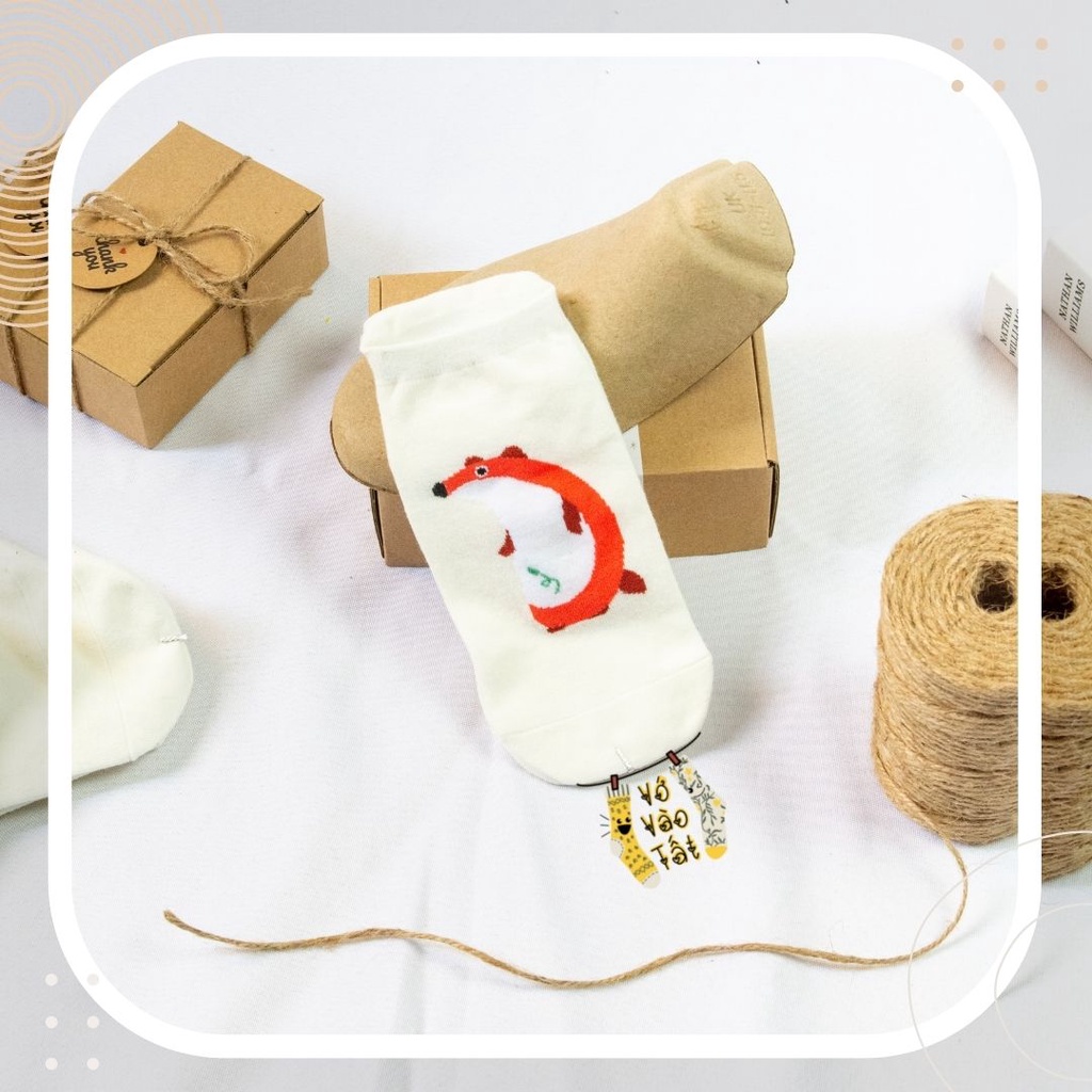 TẤT VỚ NỮ CỔ NGẮN TRẮNG CUTE