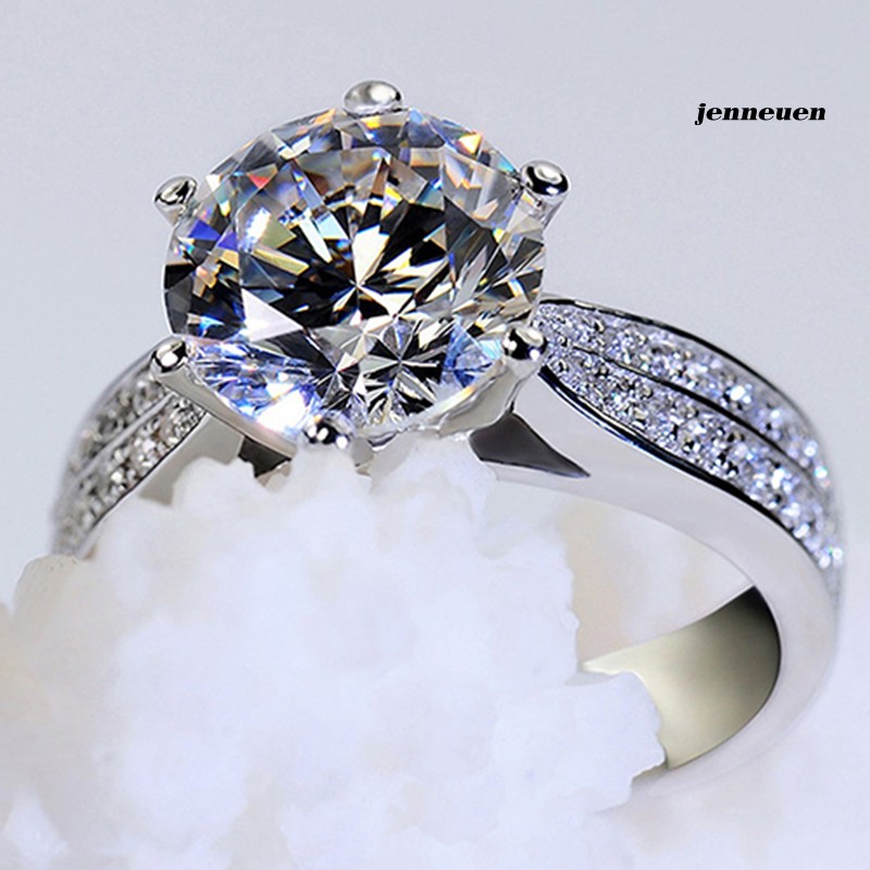 Nhẫn Thời Trang Mạ Bạc Khảm Đá Zircon Lấp Lánh Cho Nữ