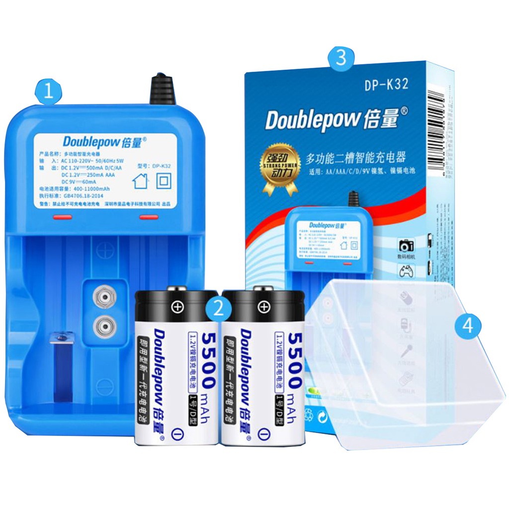 Pin Đại D sạc lại Doublepow 5500mAh cho bếp ga, bình nóng lạnh...