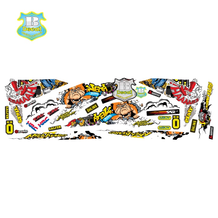 ( Quí khách vui lòng mang ra tiệm cho thợ dán ) Tem vario 150 thỏ và chó trắng