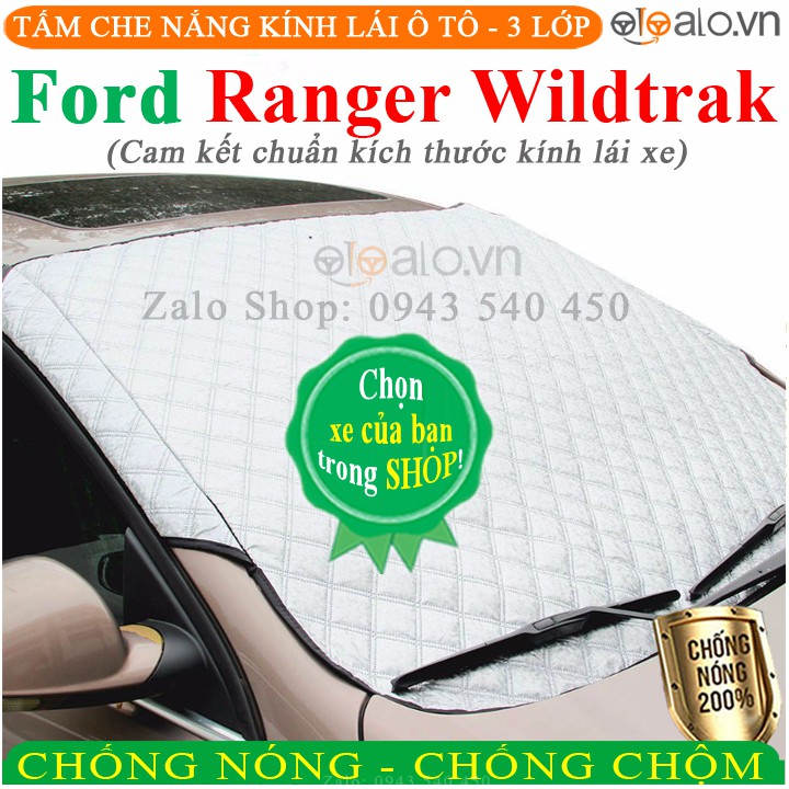 Tấm che chắn nắng kính lái ô tô Ford Ranger Wildtrak CAO CẤP 3 Lớp Chắn Nắng Cản Nhiệt | OTOALO