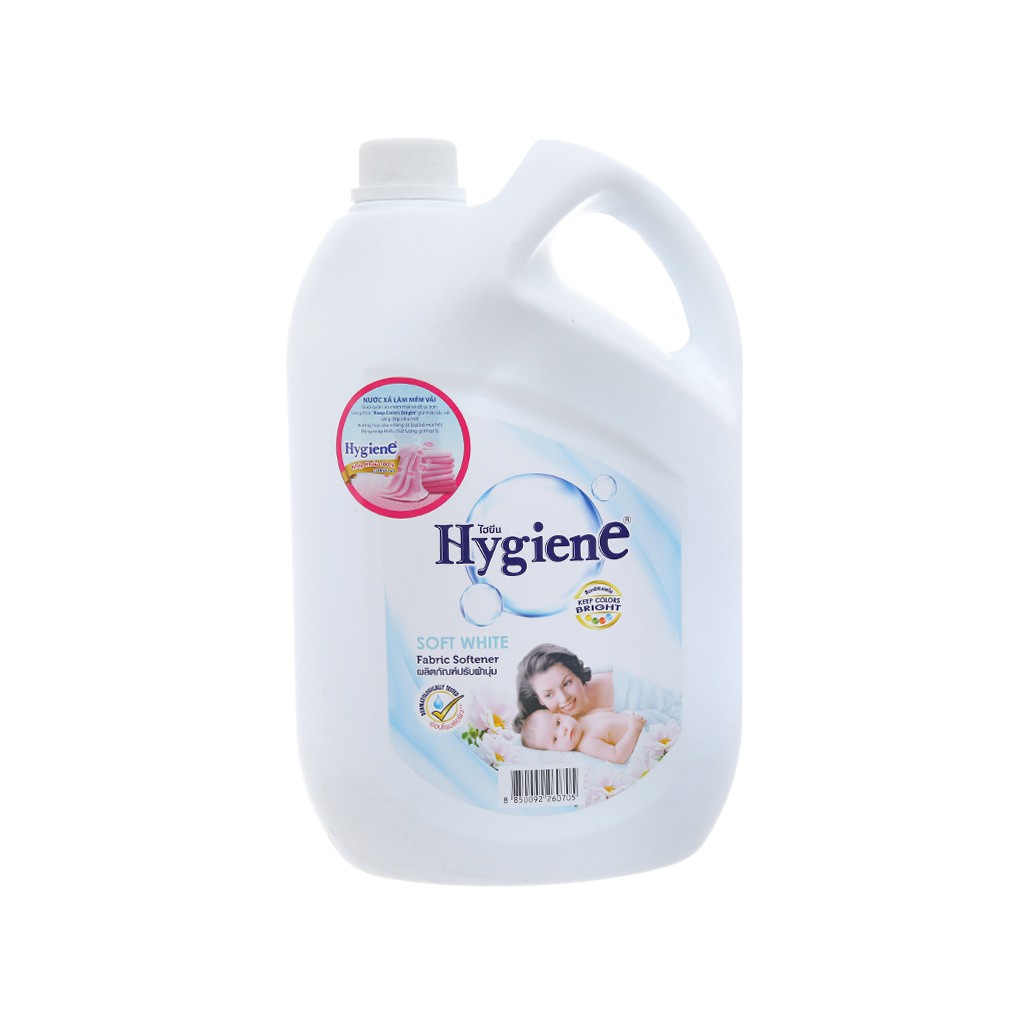 Nước xả cho bé Hygiene Soft White hương hoa can 3.5 lít