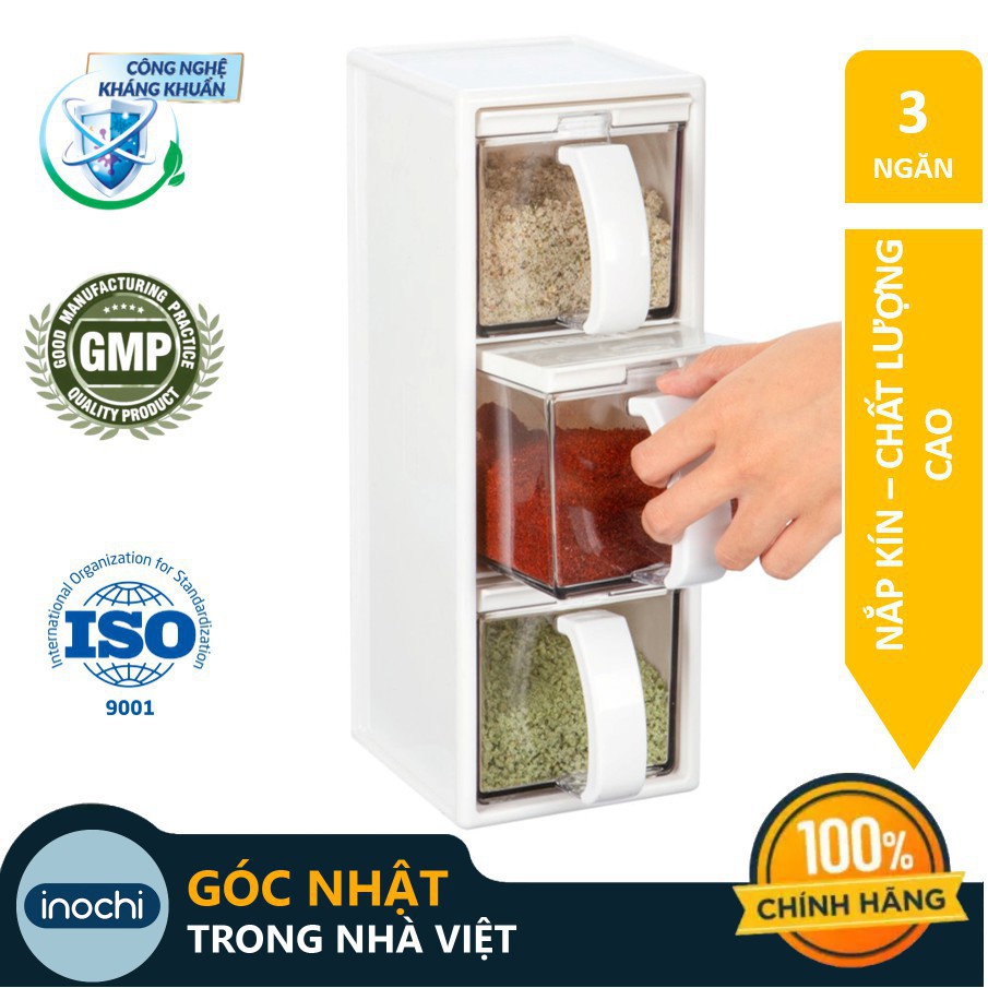 Bộ Đựng Gia Vị Nhà Bếp Cao Cấp Yoko Nhật Bản - Kháng Khuẩn - Nắp Kín - Sắp Xếp Linh Hoạt An Toàn Cho Sức Khoẻ (tiêu chuẩ