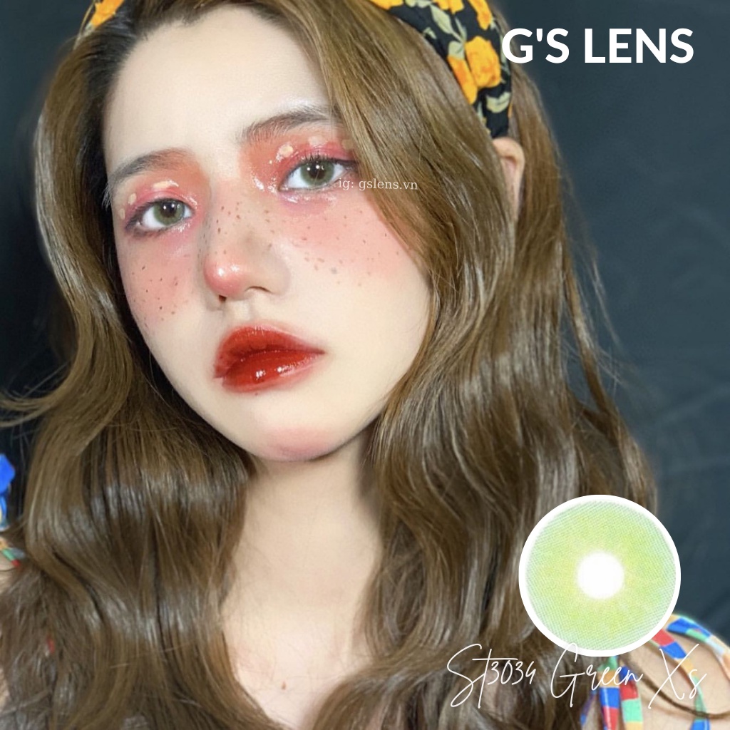 Kính Áp Tròng Lens Xanh Lá Tây Sáng Siêu Đẹp Hot Douyin Size Xs 14mm Có 0 Đến 6 Độ ST3034 Green