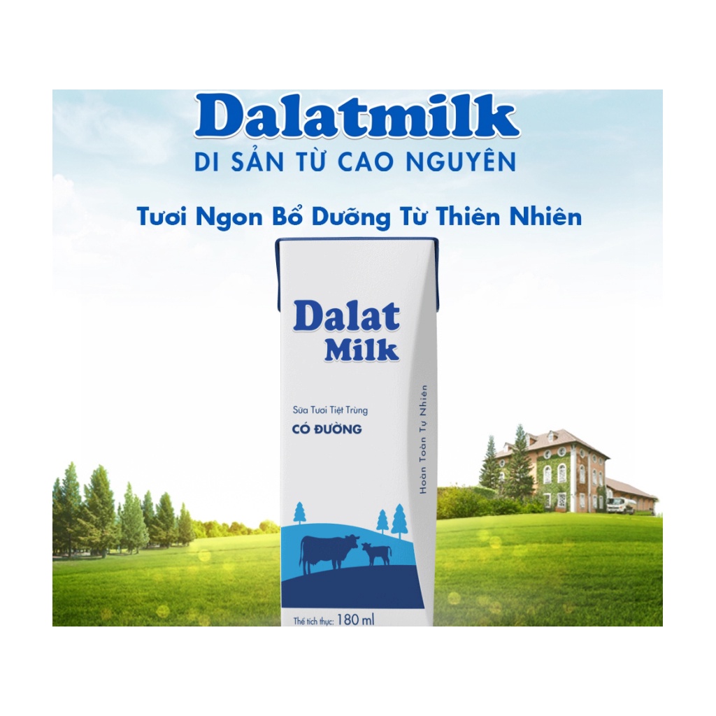 THÙNG 48 HỘP 180ML SỮA TƯƠI TIỆT TRÙNG ĐÀ LẠT  MILK