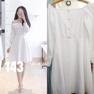 Váy trắng trễ vai, váy prom, kỉ yếu