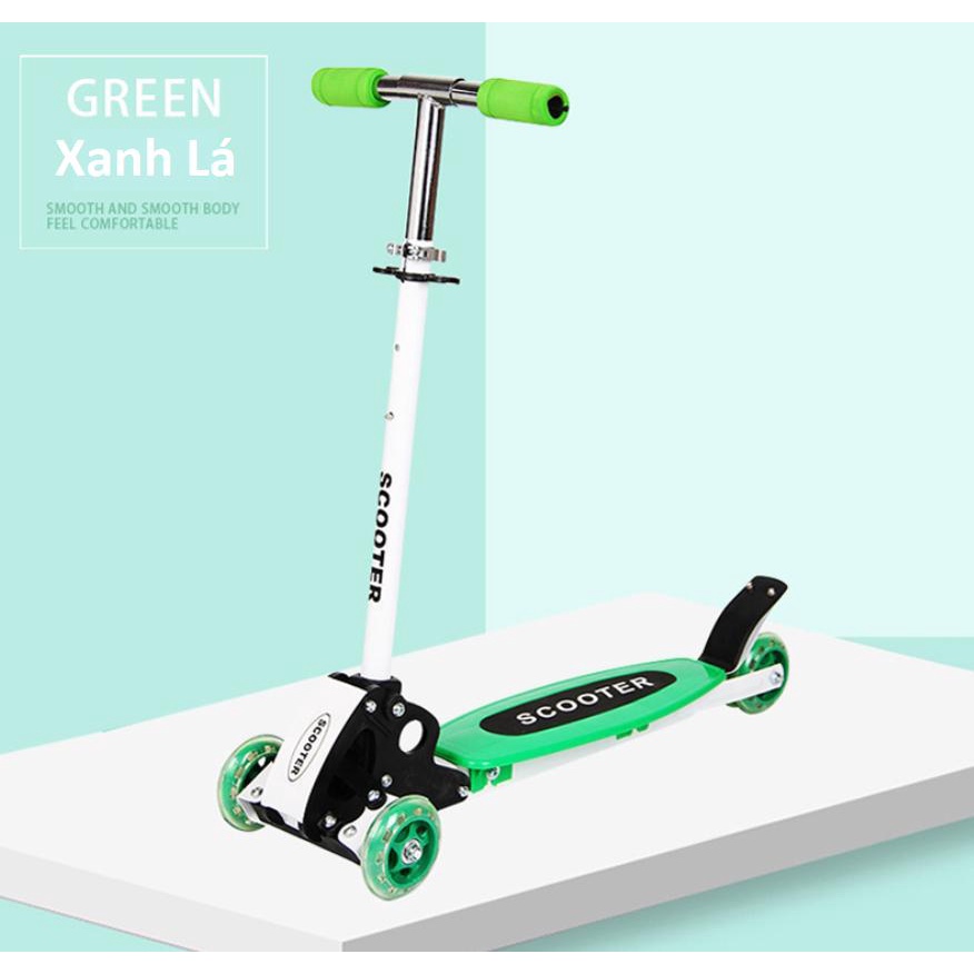 Xe Trượt Scooter 3 Bánh Phát Sáng Khung Thép Cho Bé Thế Hệ Mới Có Điều Chỉnh Chiều Cao