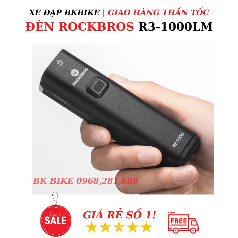 Đèn Xe Đạp Rockbros 1000Lm - Chống Nước, Siêu Sáng, Siêu Bền, 5 Chế Độ Sáng