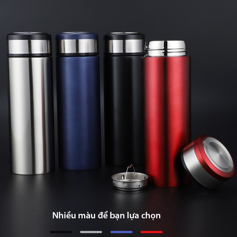 BÌNH GIỮ NHIỆT 2 LỚP 400ML BẰNG INOX 304 KÈM BỘ LỌC PHA TRÀ INOX 304