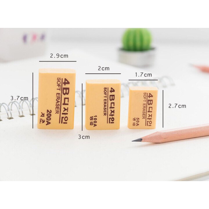 Tẩy bút chì Hàn quốc 4b loại đẹp 100EA, gôm tẩy bút chì cute cho học sinh