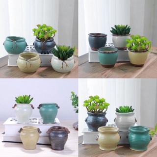 Set 4 chậu sứ mini trồng cây