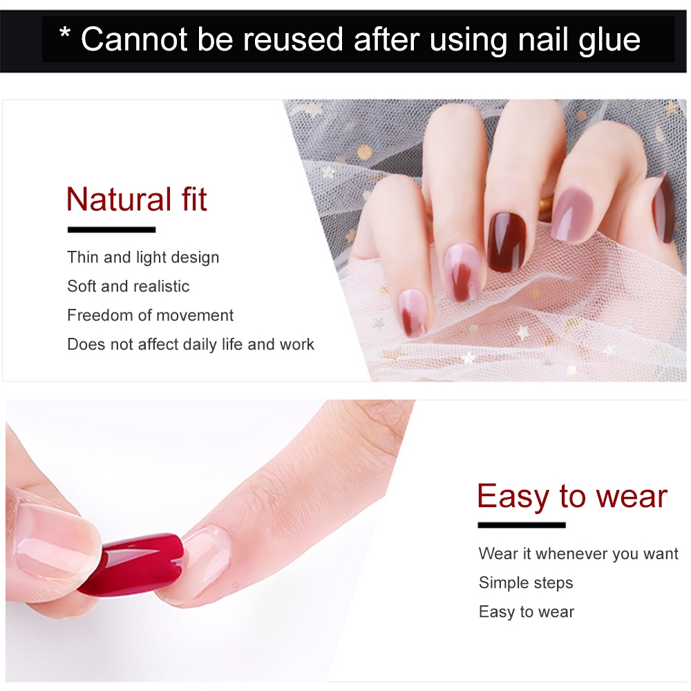 Set   Móng Tay Giả Màu Gradient Kèm Keo Dán