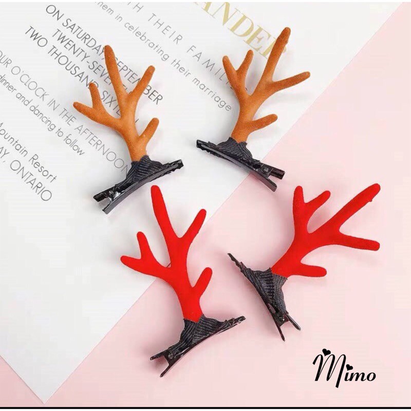 Kẹp Tóc Hình Sừng Tuần Lộc Noel Giáng Sinh phối phụ kiện Xinh Xắn phù hợp để hóa trang chụp ảnh