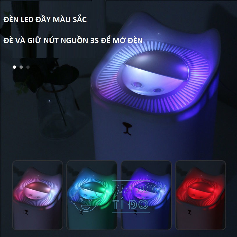 Máy Phun Sương Tạo Ẩm 3.3 Lít Humidifier Đèn Led 7 Màu cho Phòng Lớn