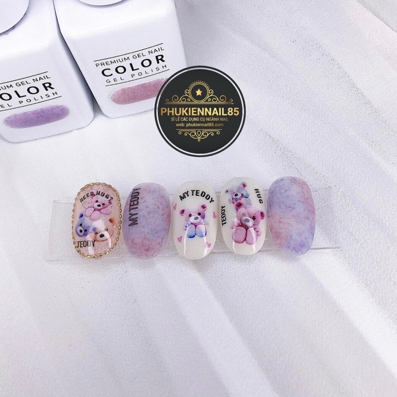 Sticker GẤU bóc dán, hình nail dán móng CỰC XINH cho nàng