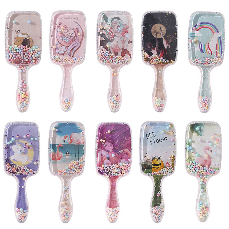 [Hàng mới về] Lược Chải Tóc Massage Da Đầu Trong Suốt Họa Tiết Hoạt Hình Dễ Thương