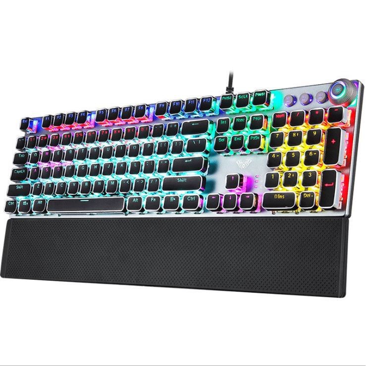 Bàn Phím Cơ Chơi Game FZ508 Pro Viền crom Full Size 104 Phím Led RGB Cực Đẹp/Kèm Kê Tay,Phím có led siêu đẹp, siêu êm