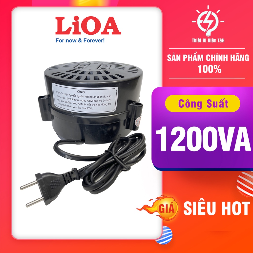 Biến áp 220v ra 110v, đổi nguồn 220v sang 110v, biến áp tự ngẫu LIOA, DN012, Công Suất 1.2kva, 1200VA