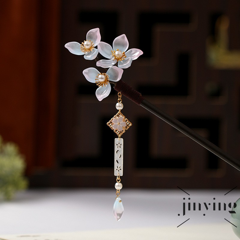 GETNOIVAS Trâm cài tóc thủ công họa tiết hoa đính ngọc trai phong cách cổ trang cho nữ