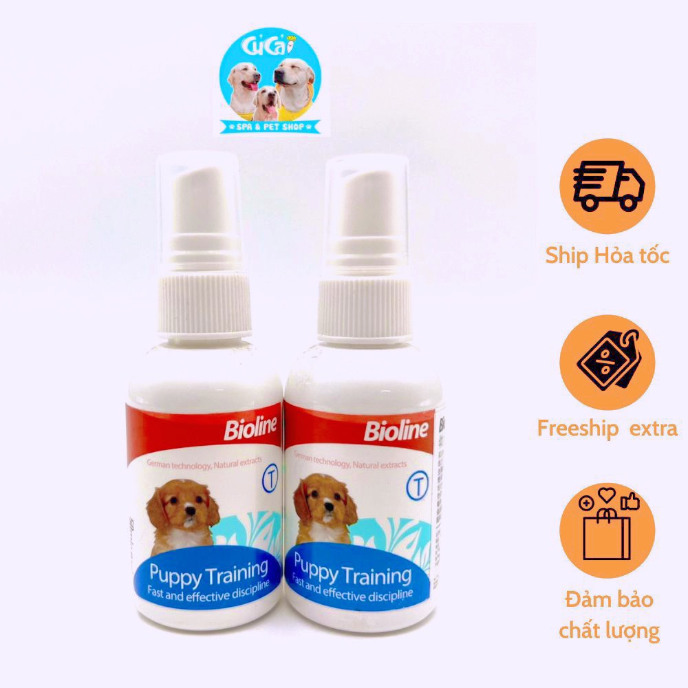 Xịt hướng dẫn chó mèo đi vệ sinh đúng chỗ Bioline, xịt huấn luyện cho chó mèo đi vệ sinh đúng nơi Củ Cải Pet Shop