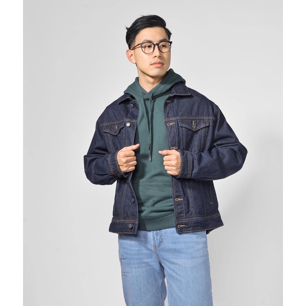 Áo khoác jean ROUTINE - Áo khoác Jean nam (Jacket denim nam) form Loose - 10F20DJA005 shop LASTORE