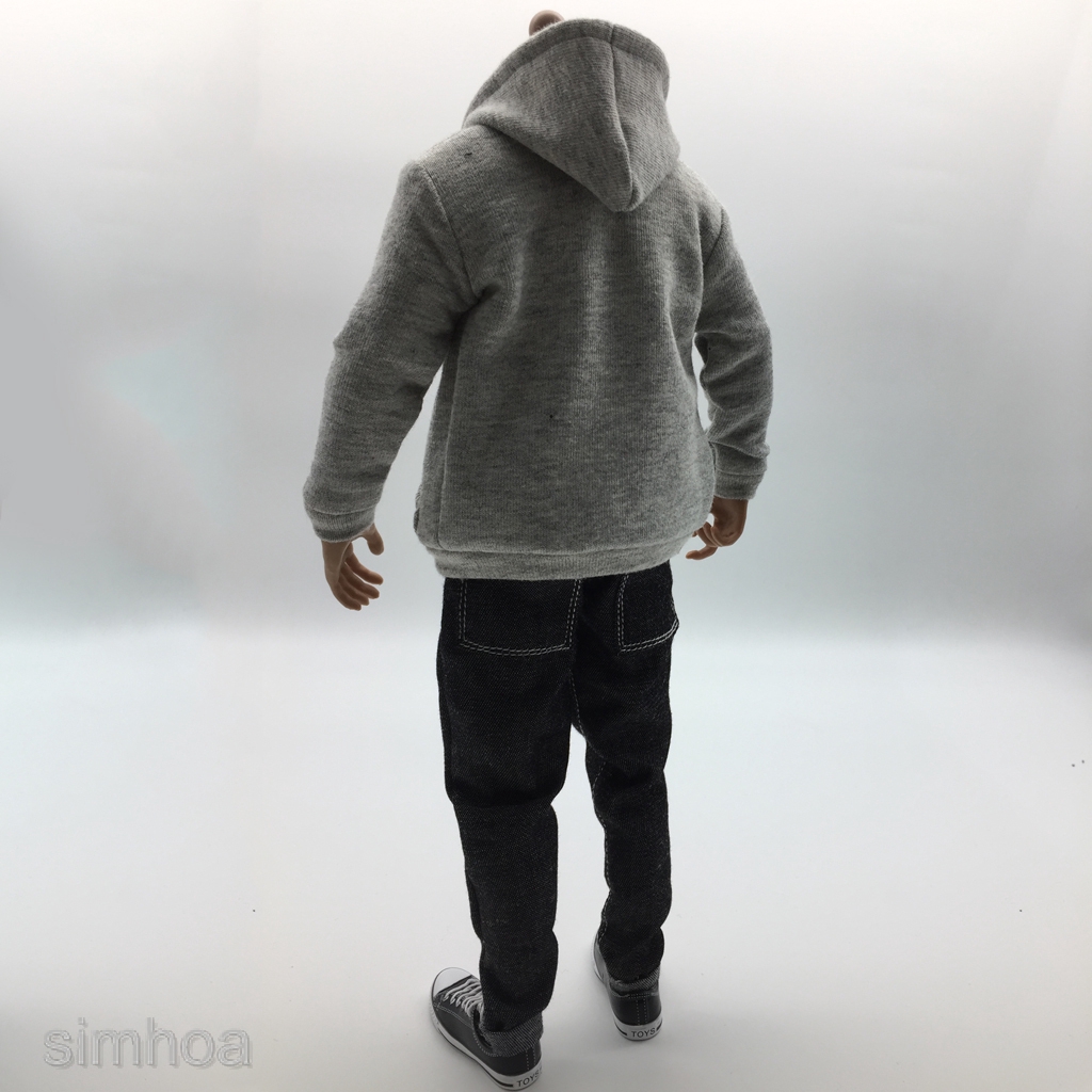 [SIMHOA] 1:6 Scale Male Mens Clothes Hoodie T-shirt Jeans Belt Cap Canvas Shoes Set