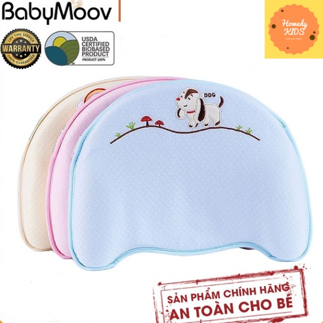 Gối Cao Su Non, Gối Chống Bẹp Đầu, Méo Đầu, Nghẹo Cổ Cho Trẻ Sơ Sinh Baby Moov Chính Hãng