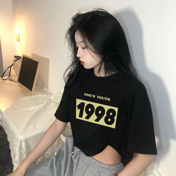 Áo croptop nữ tay ngắn cổ tròn vải thun cotton kiểu hàn quốc CR023 Miucho in hình hoạ tiết | BigBuy360 - bigbuy360.vn