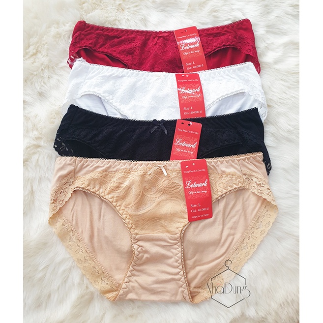 Combo 4 quần lót nữ vải cotton có ren cao cấp siêu thoáng mát dưới 70kg