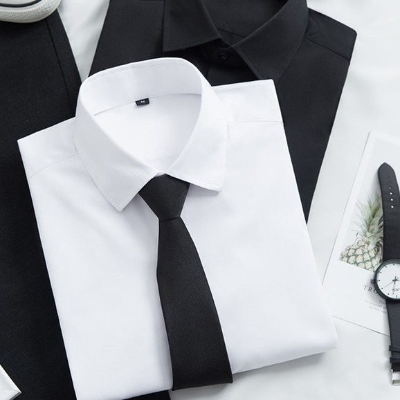 Áo sơ mi nam nữ trơn cổ bẻ dài tay phong cách Hàn Quốc kèm cà vạt-KB25 | BigBuy360 - bigbuy360.vn