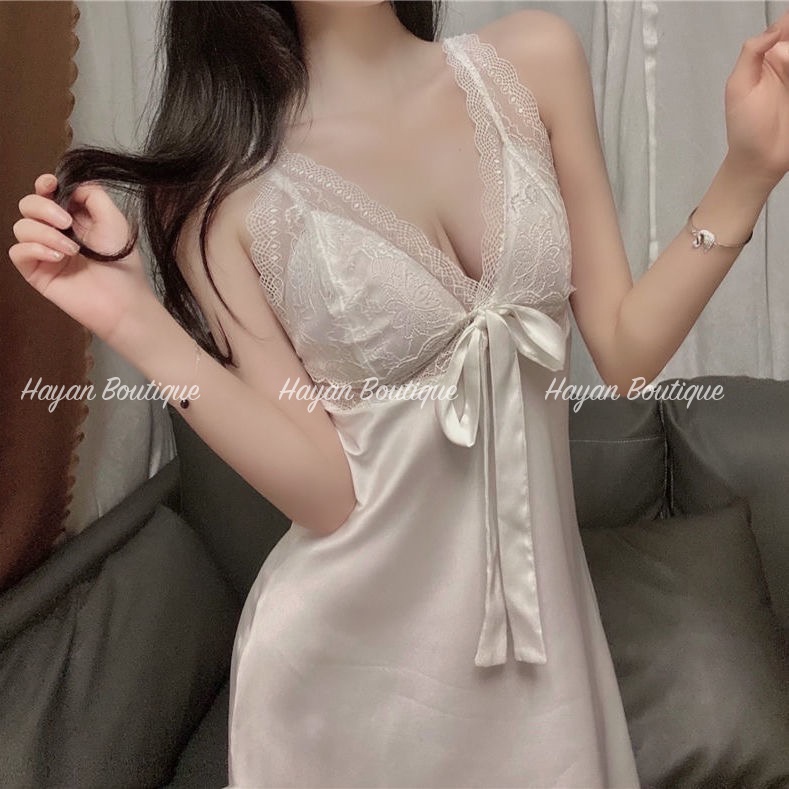 Váy ngủ sexy nơ buộc ngực, đầm ngủ mặc nhà gợi cảm #HT132