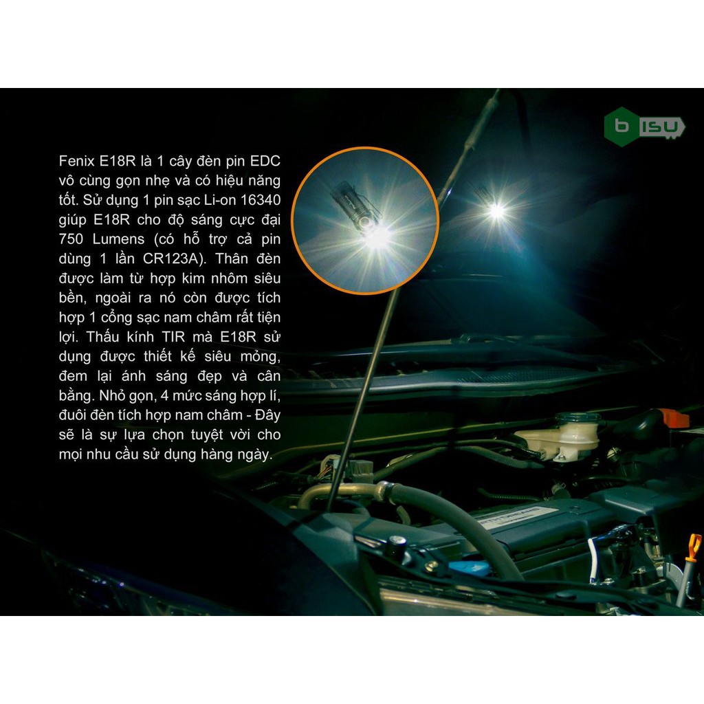 ĐẠI LÝ ĐỘC QUYỀN FENIX - Đèn pin Fenix - E18R - 750 Lumens