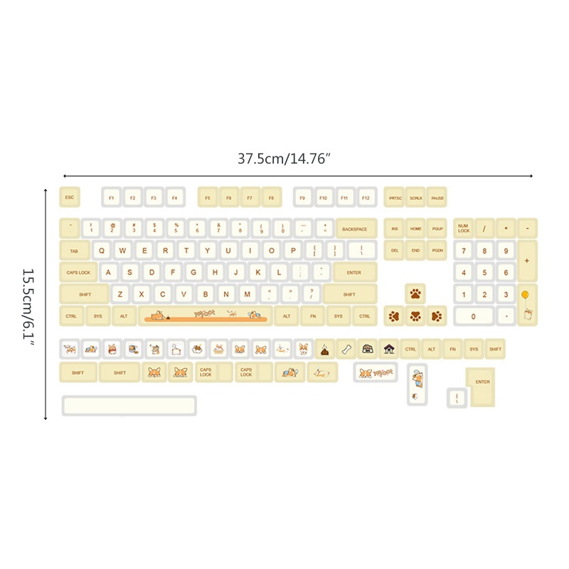 Bộ 138 Phím PBT XDA Hình Corgi Dễ Thương