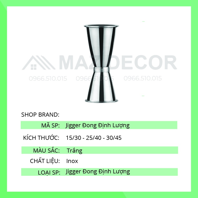 Sỉ giá tại xưởng Jigger ly inox đong rượu 2 đầu uốn 3 cỡ 15/30 - 20/40 - 25/50 100% inox