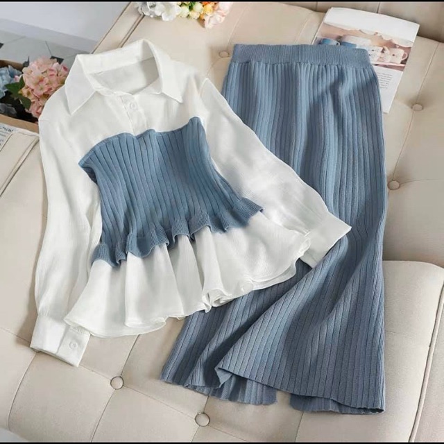 Set sơ mi len ulzzang quảng châu