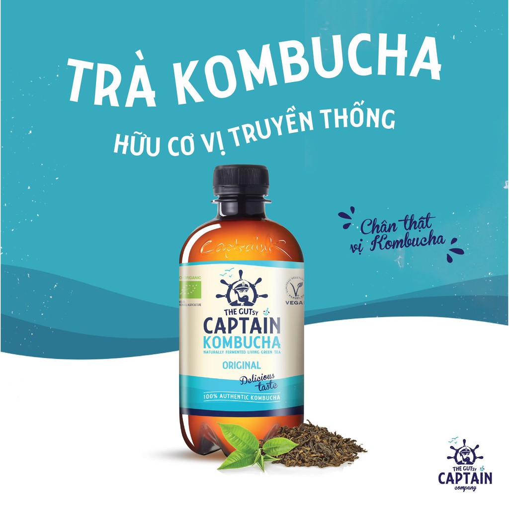 Trà Dưỡng Sinh KomBuCha hữu cơ Captain Kombucha 400ml